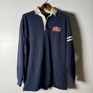 Polo Jeans Co Jersey Navy, White Red Long Sleeve Sz Large